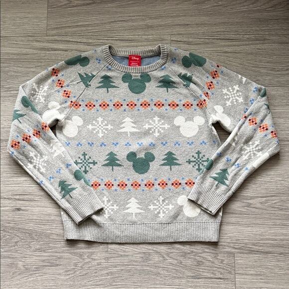 Disney Other - Disney Gray Crewneck Christmas Holiday Winter Sweater with Mickeys Size 10